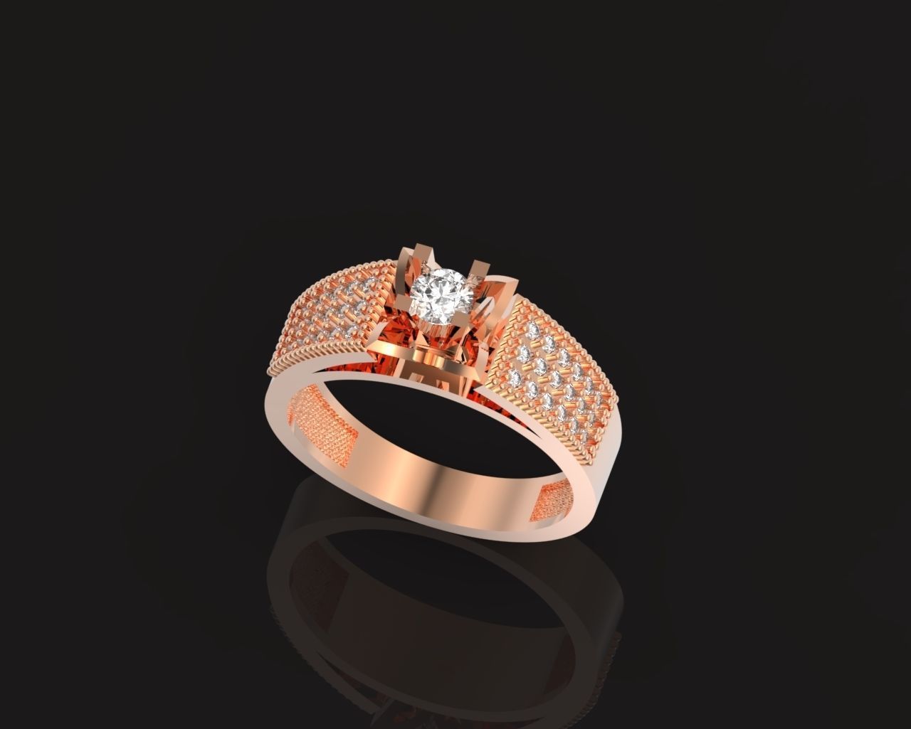 stylish ring with stones 3D print model_24
