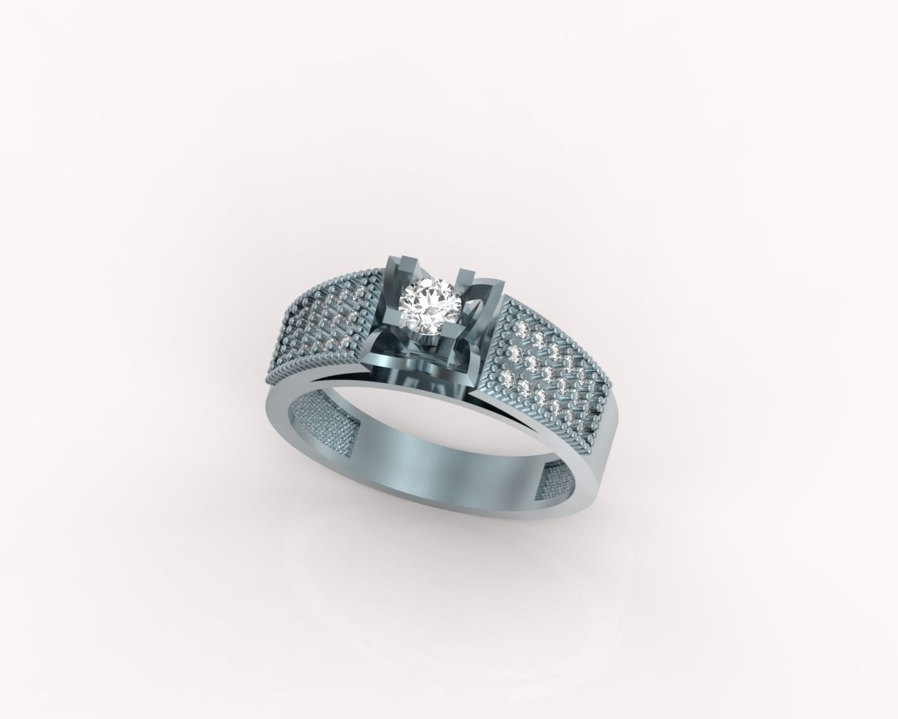 stylish ring with stones 3D print model_14