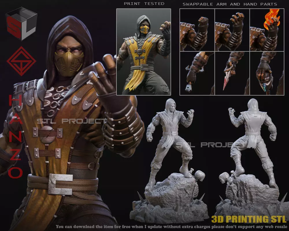 Hanzo scorpion statue 3D print model_0