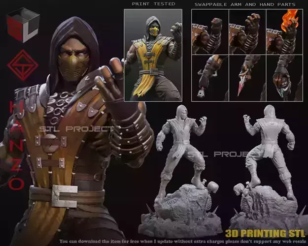 Hanzo scorpion statue 3D print model