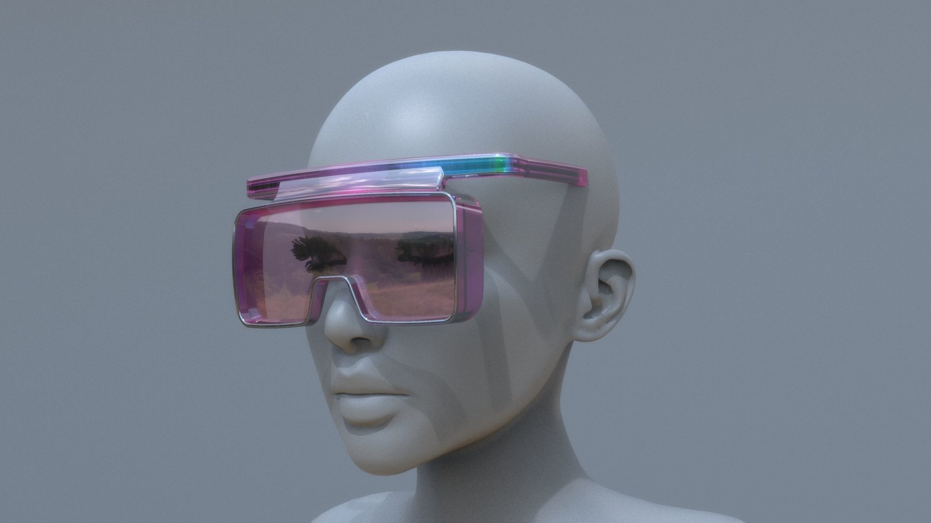 Fashion sci fi sun glasses mask 3D model_10
