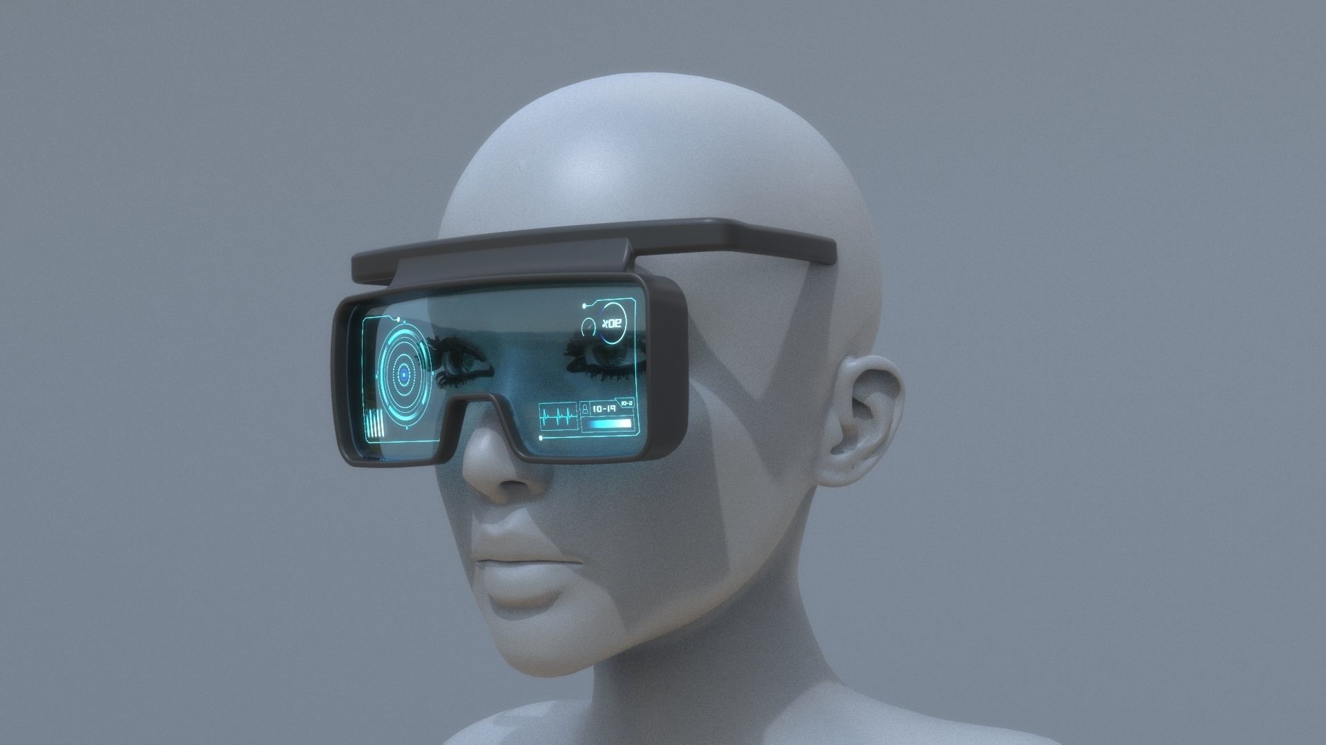 Fashion sci fi sun glasses mask 3D model_12