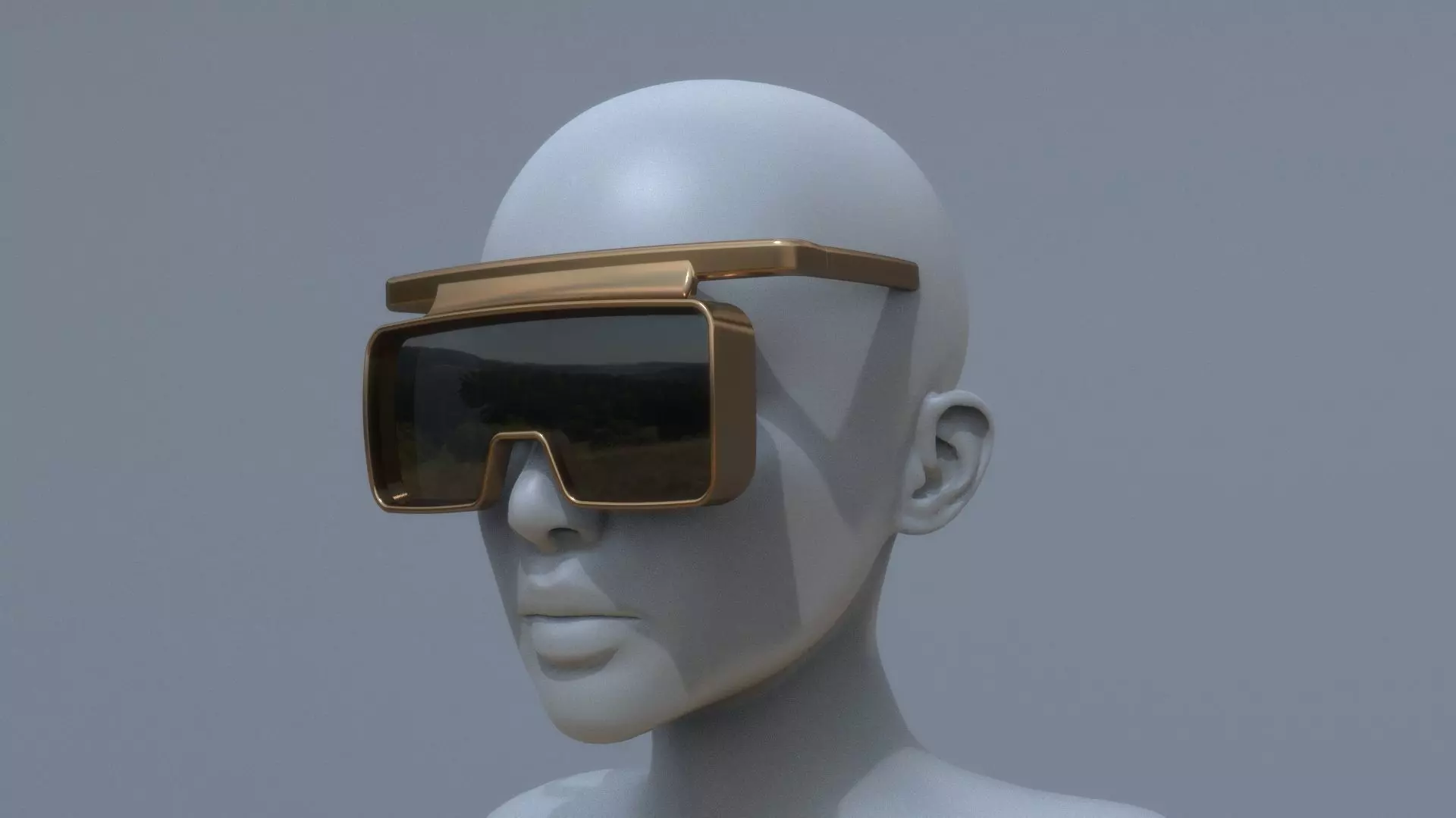 Fashion sci fi sun glasses mask 3D model_0