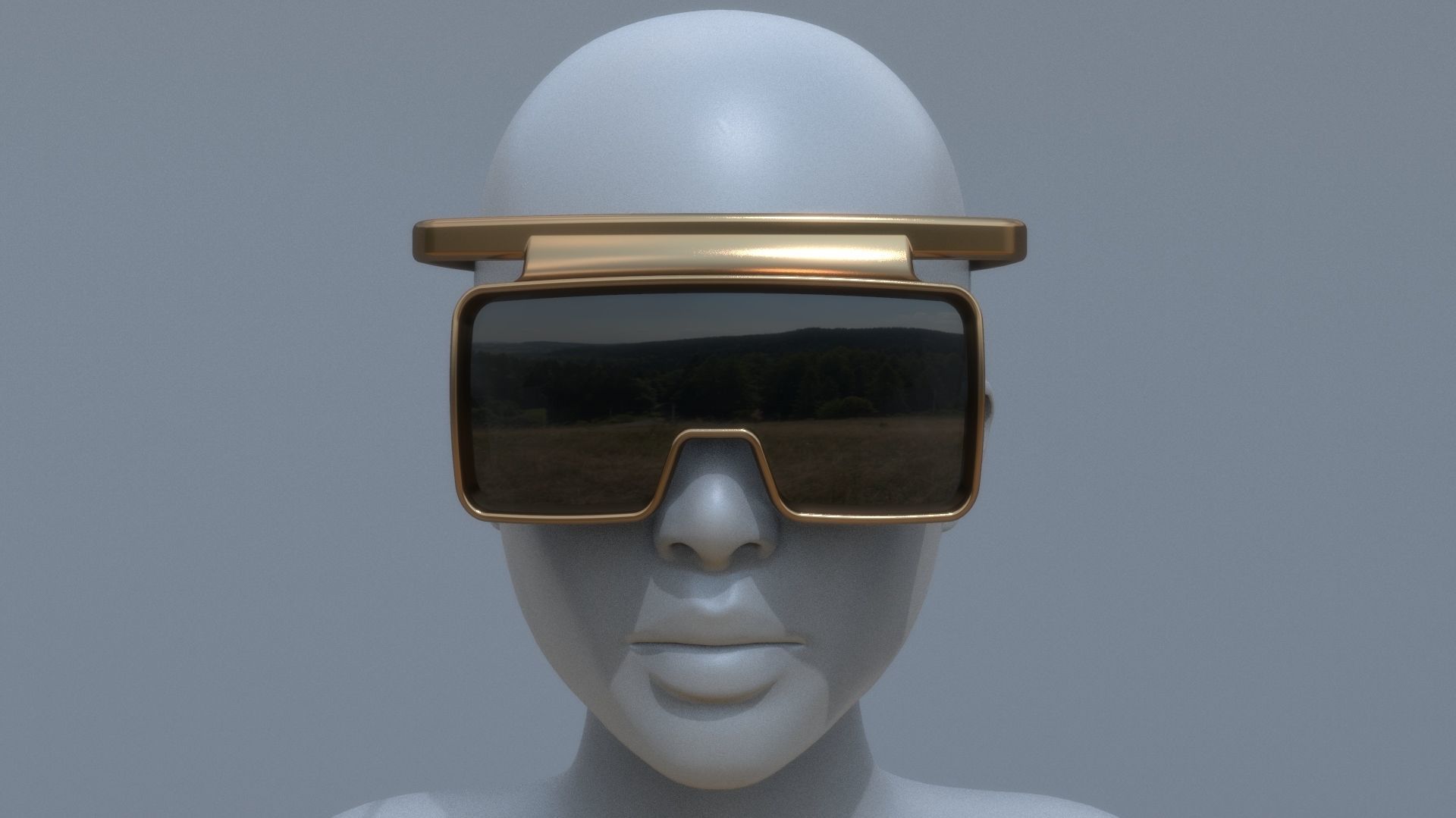 Fashion sci fi sun glasses mask 3D model_2