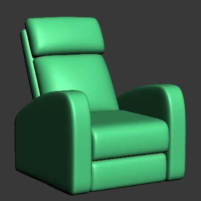 Armchair recliner chair Low-poly 3D model_7