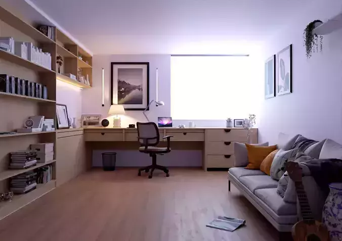 Office Scene 01 Low-poly 3D model