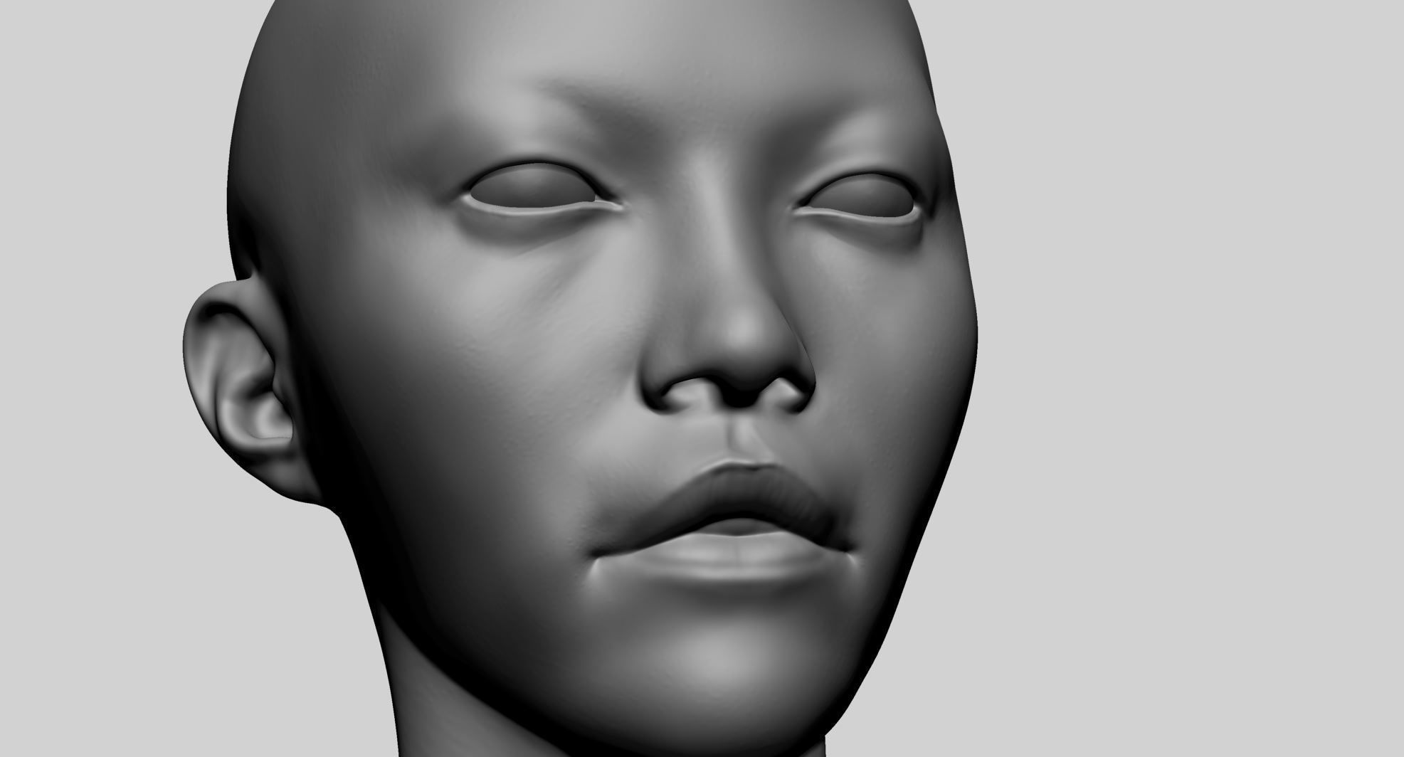 Asian Female Head A 3D model_10