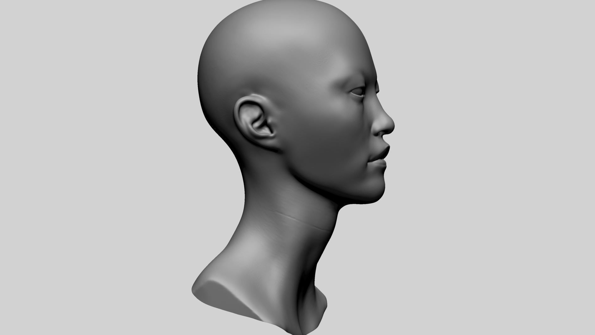 Asian Female Head A 3D model_1