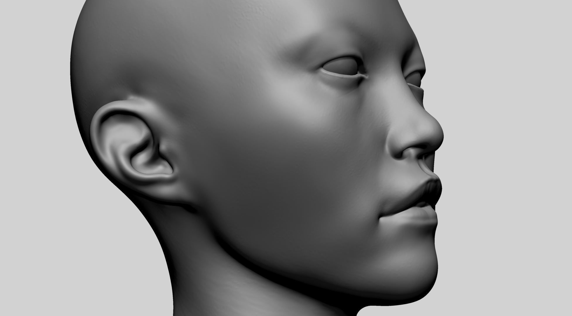 Asian Female Head A 3D model_11