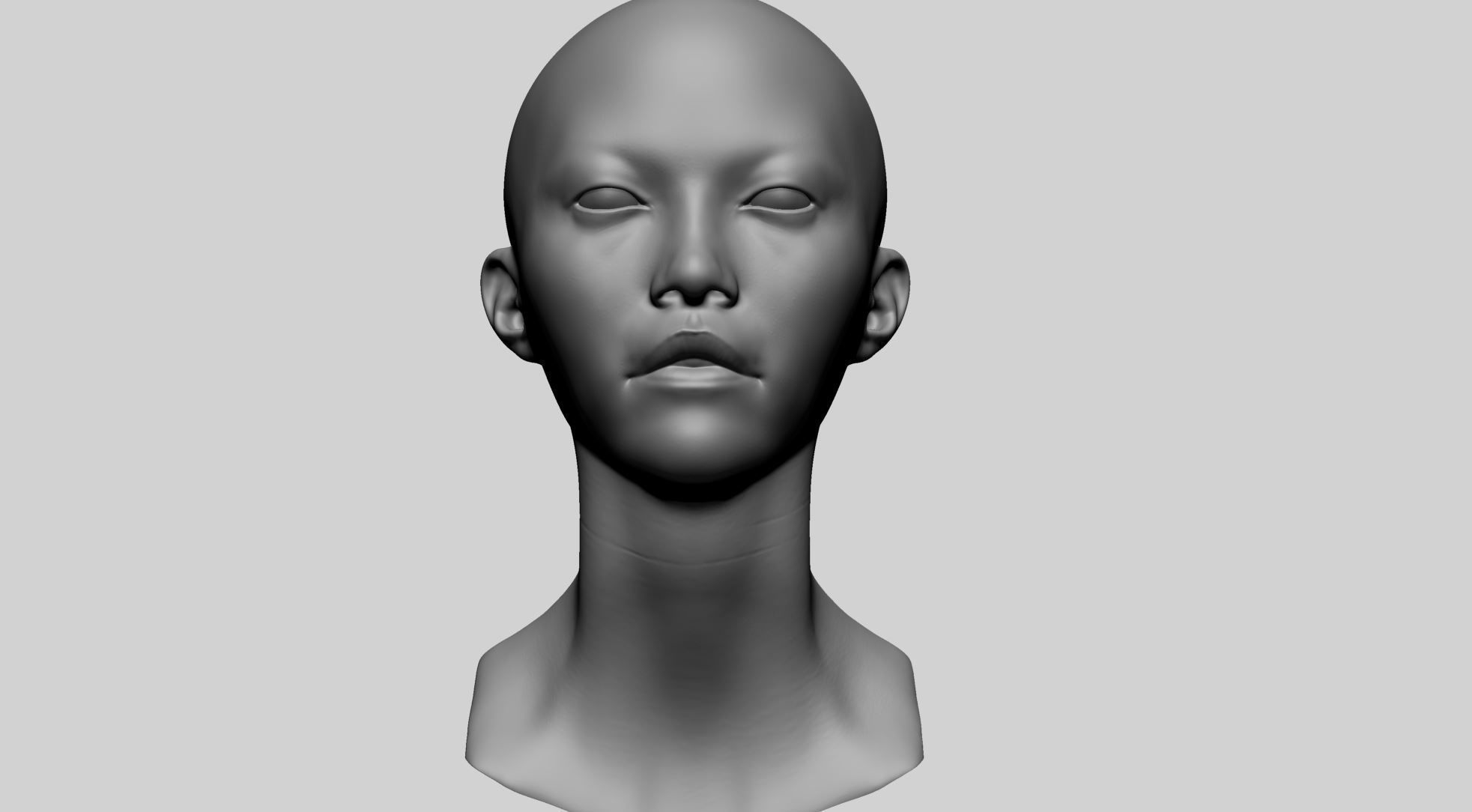 Asian Female Head A 3D model_8