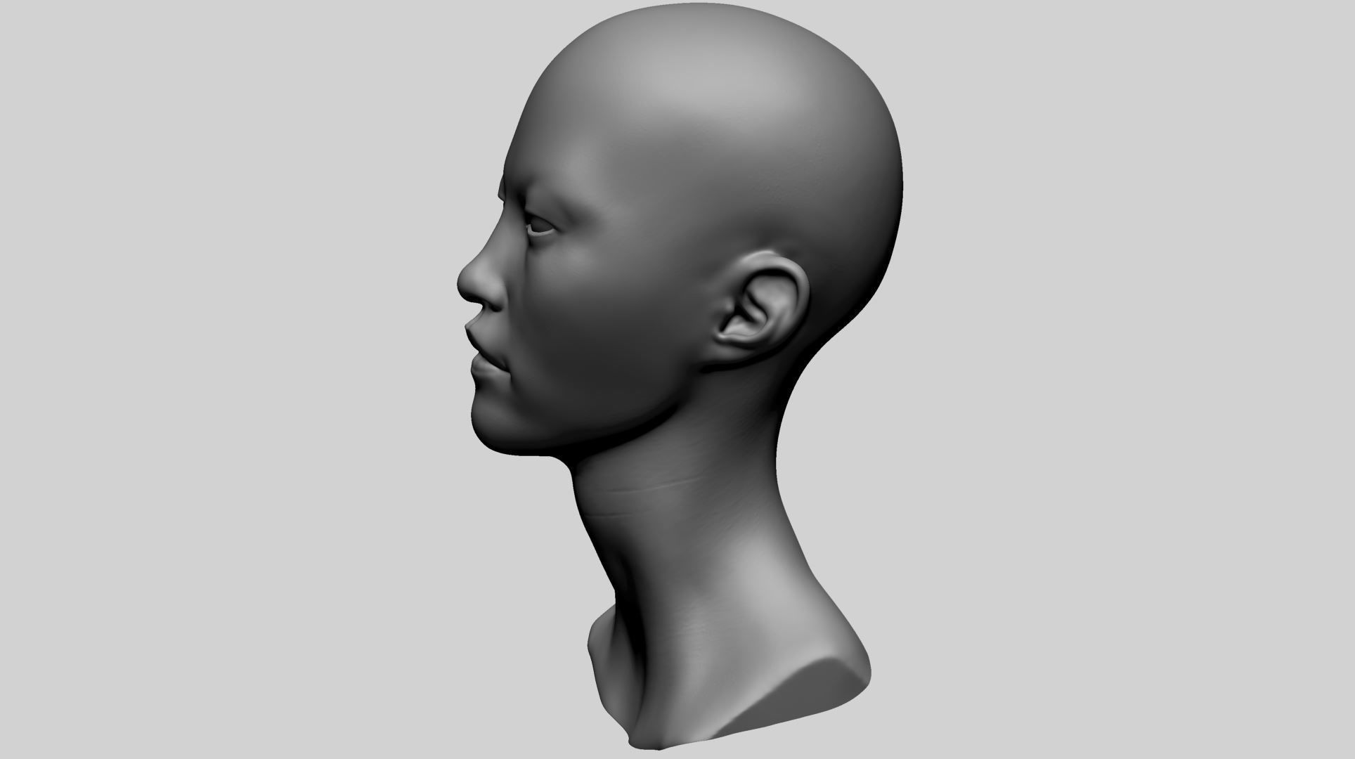 Asian Female Head A 3D model_6
