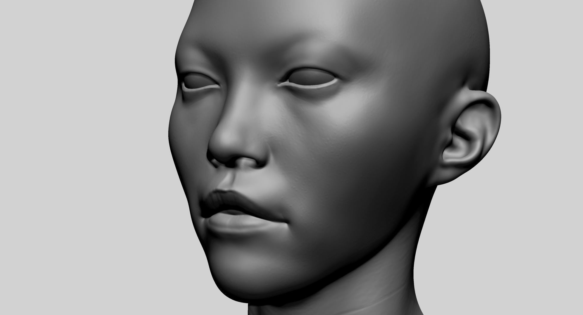 Asian Female Head A 3D model_9