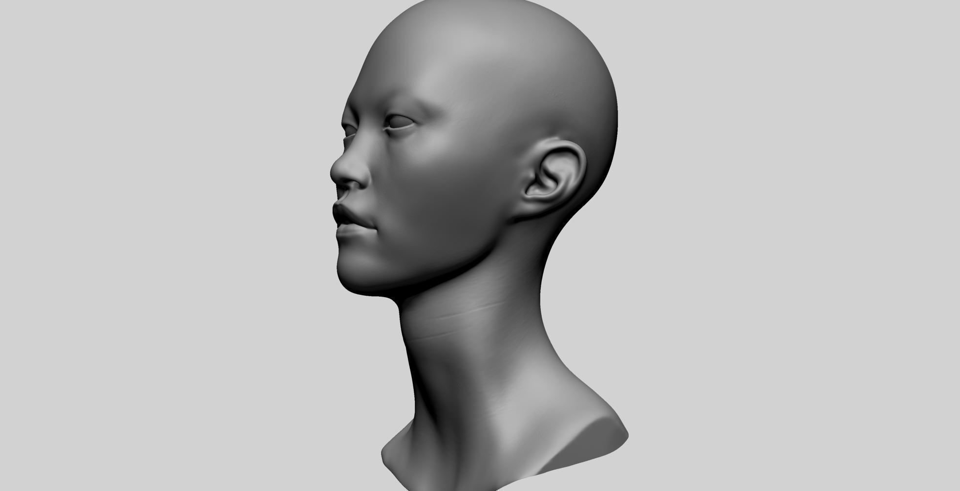 Asian Female Head A 3D model_7