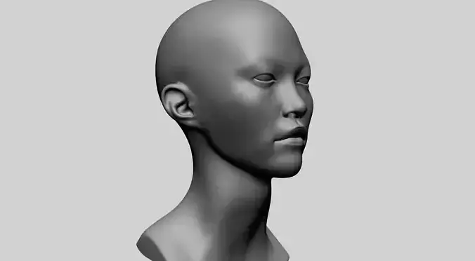 Asian Female Head A 3D model