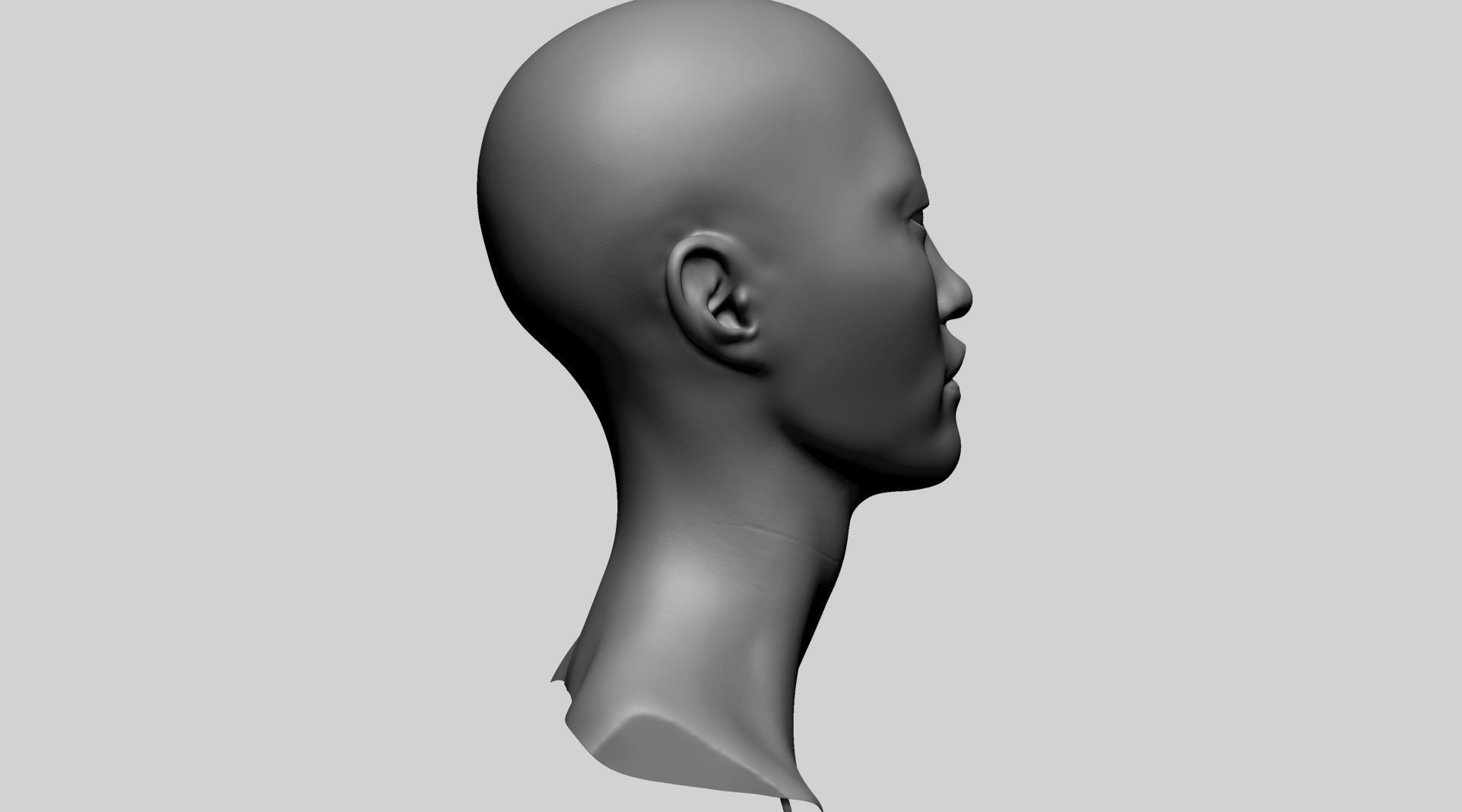Asian Female Head A 3D model_2