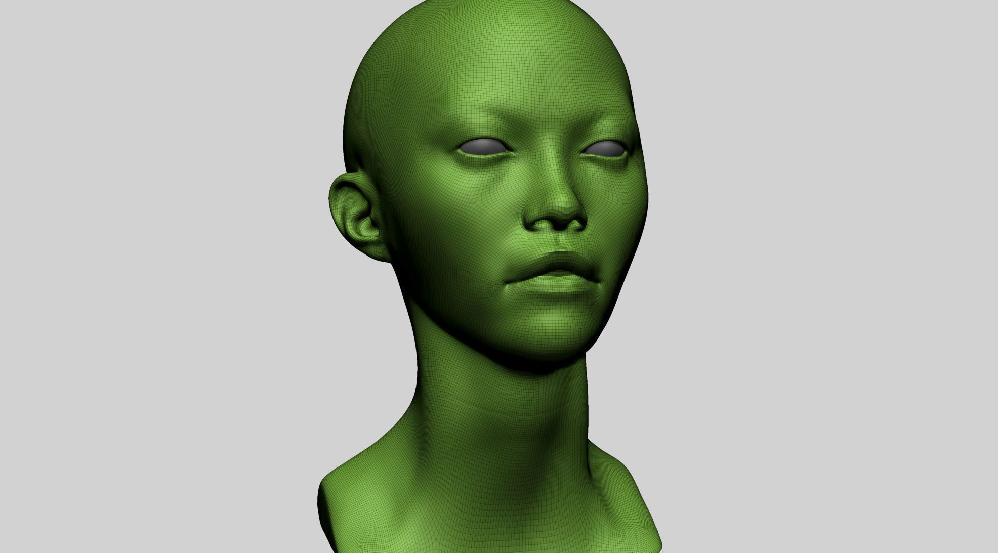 Asian Female Head A 3D model_12