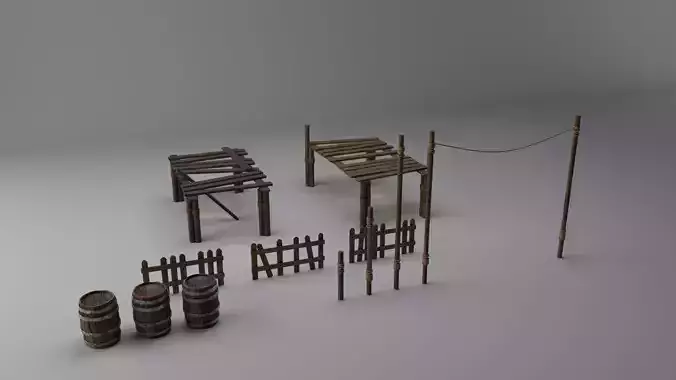Pier Props Low-poly 3D model
