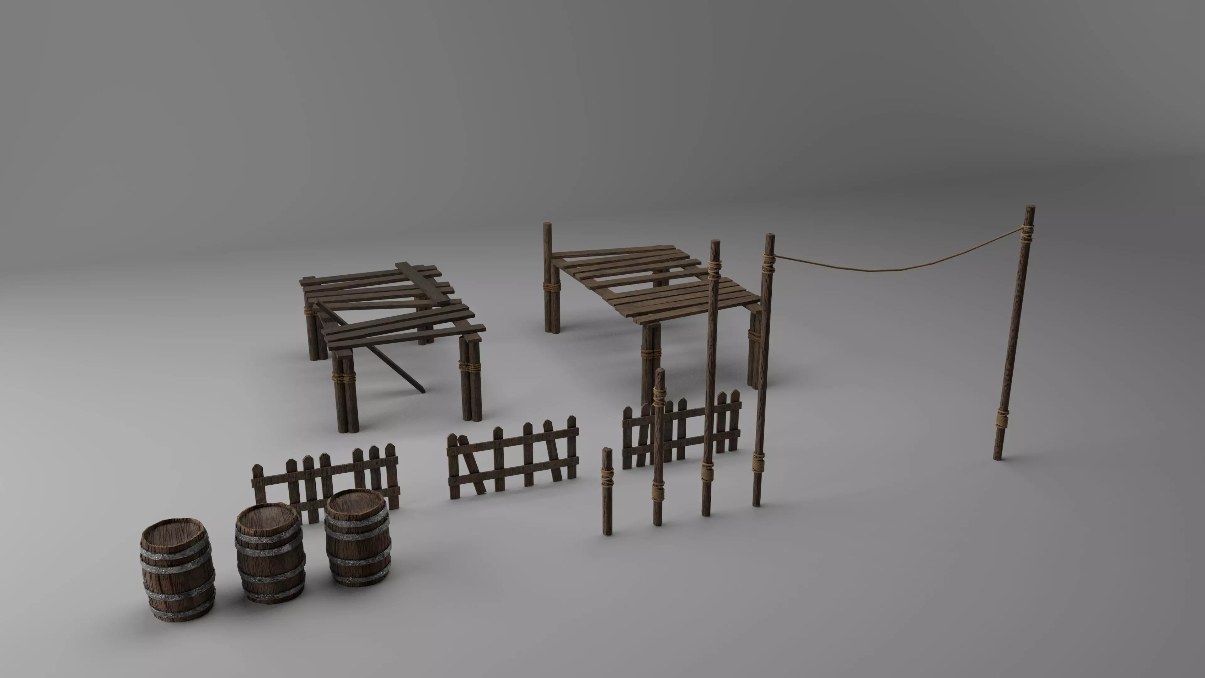 Pier Props Low-poly 3D model_0