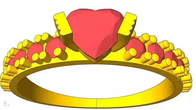 heart engagement  solitaire  ring stl verified  3D print model
