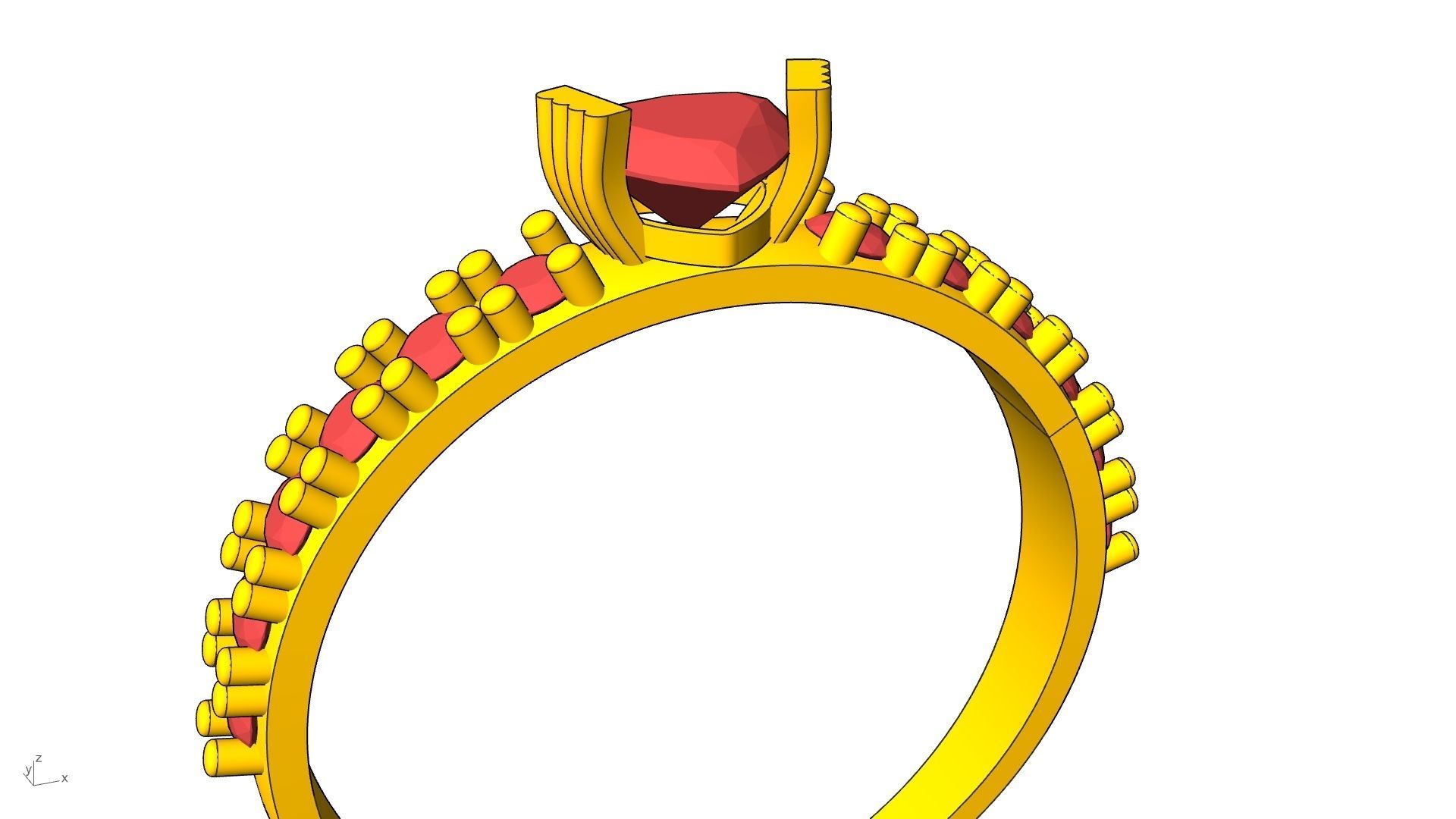 heart engagement  solitaire  ring stl verified  3D print model_7