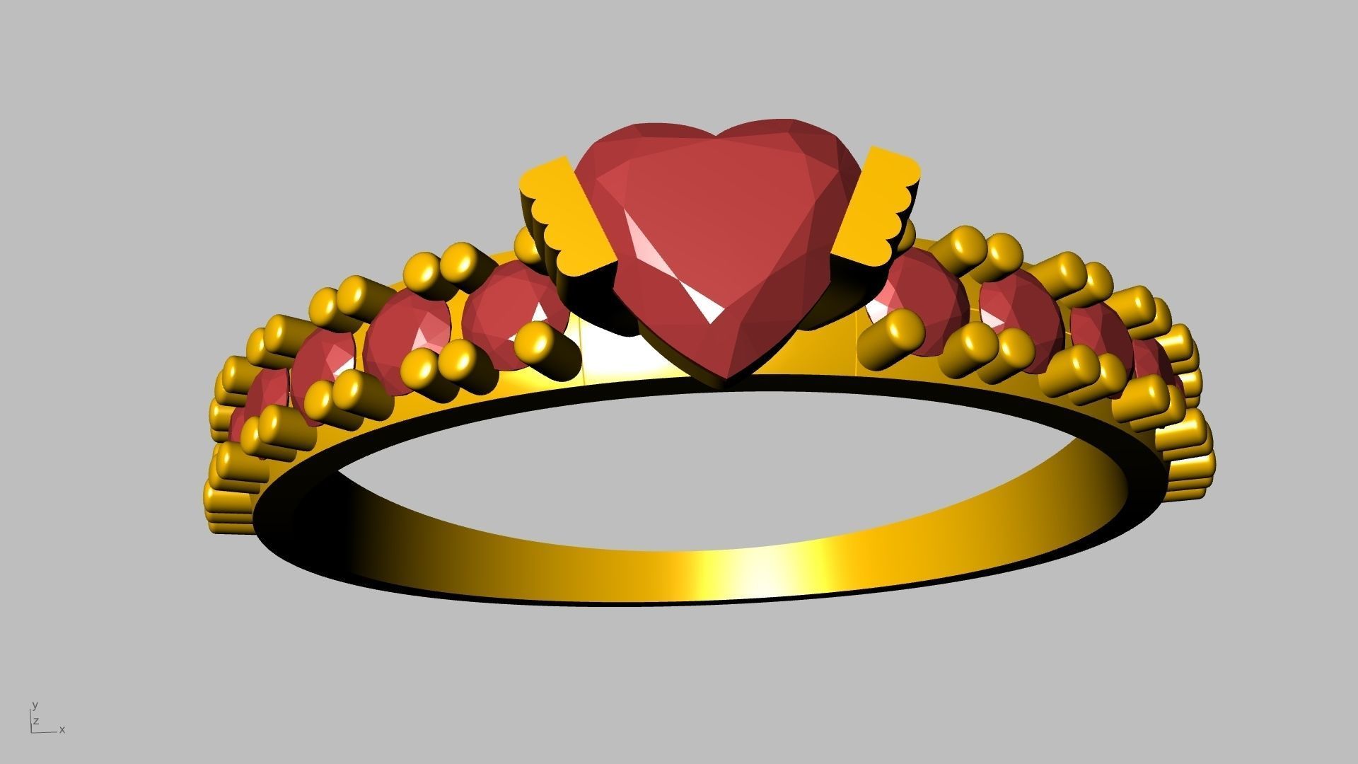 heart engagement  solitaire  ring stl verified  3D print model_14