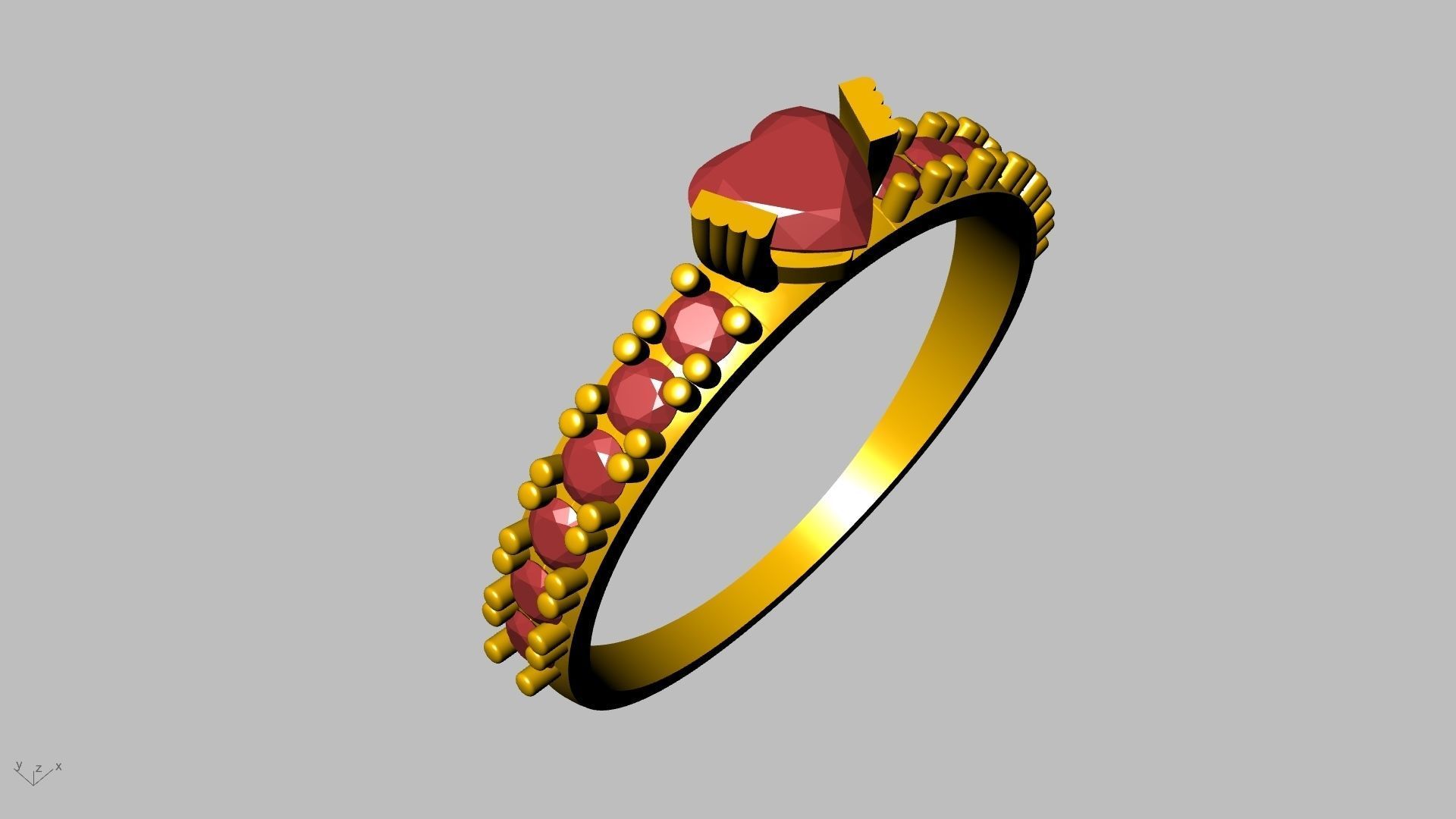 heart engagement  solitaire  ring stl verified  3D print model_15