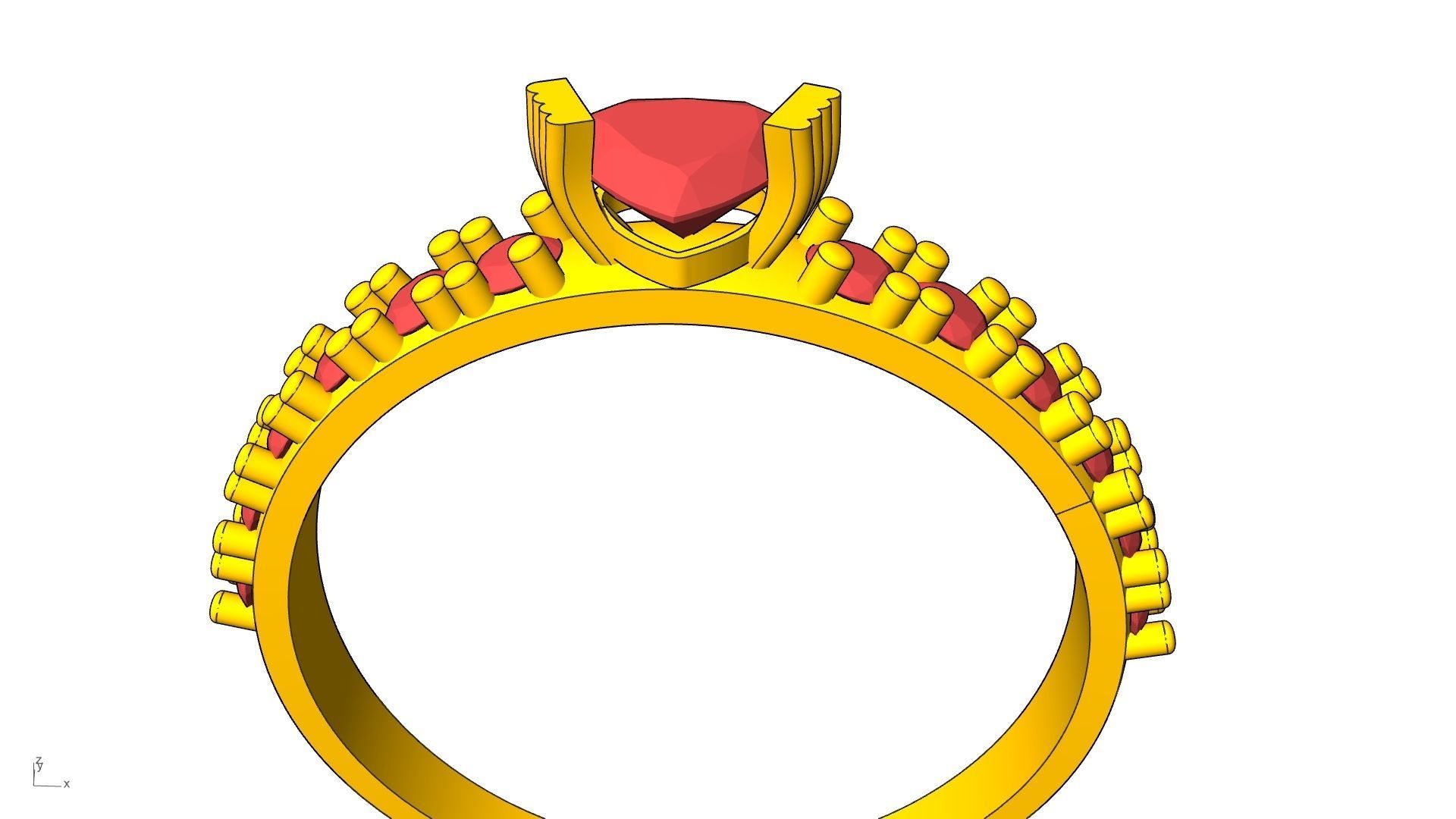 heart engagement  solitaire  ring stl verified  3D print model_4