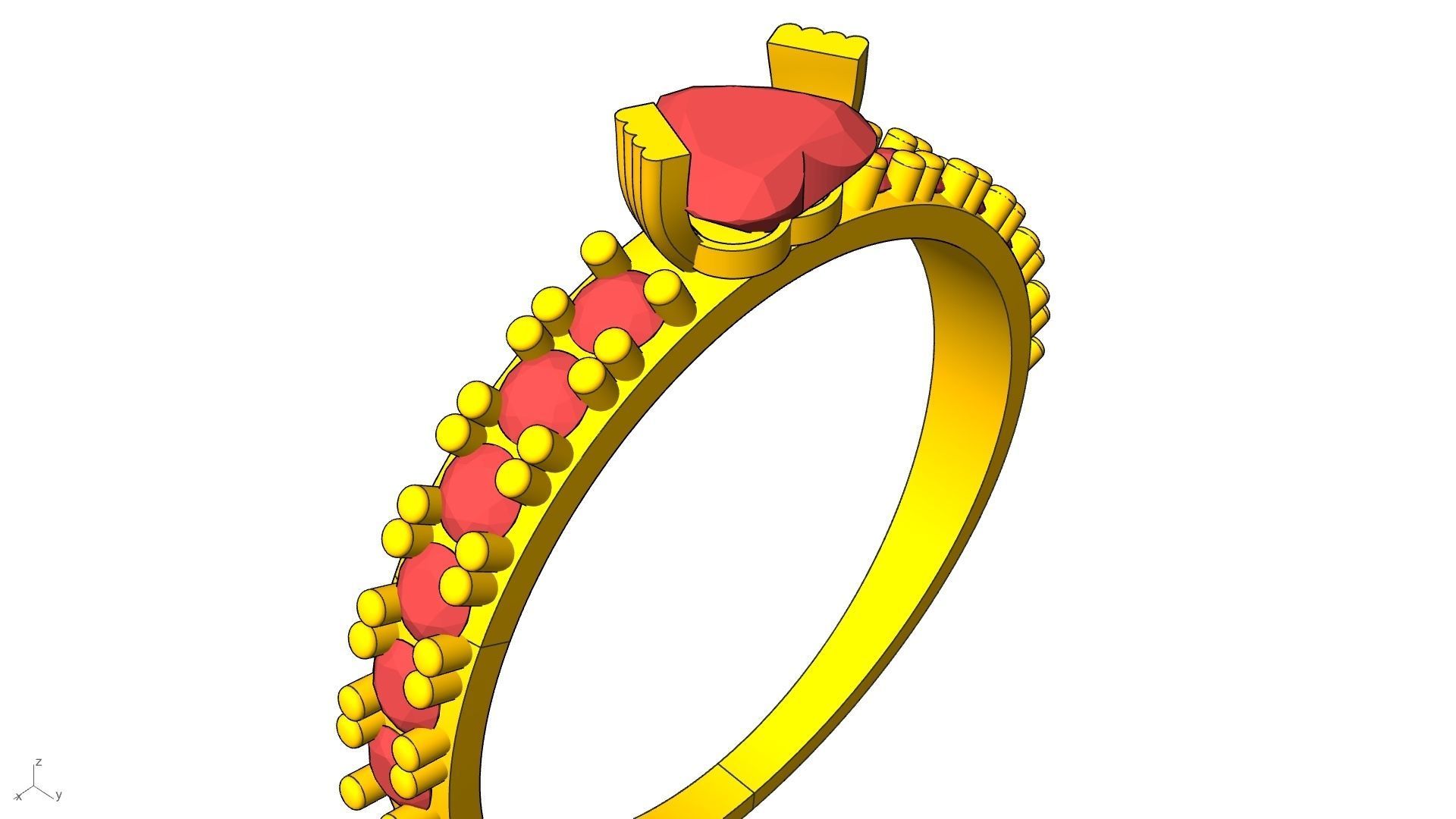 heart engagement  solitaire  ring stl verified  3D print model_9