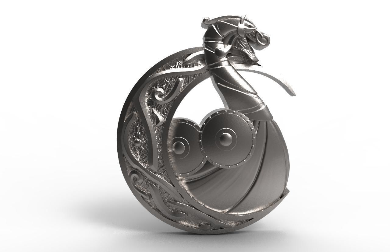 Viking ship pendant 3D print model_4