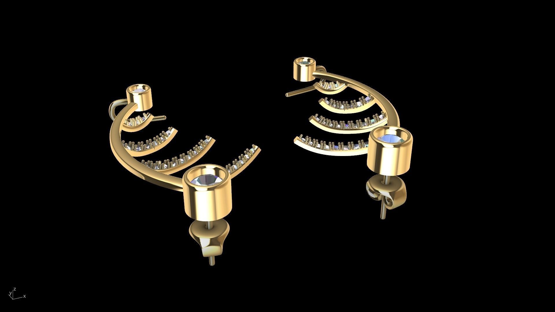 harp earrings stl verified 3D print model_4