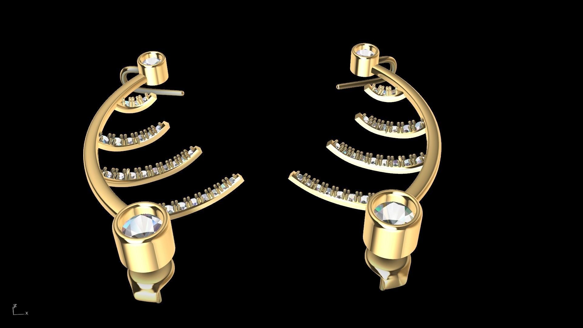 harp earrings stl verified 3D print model_9