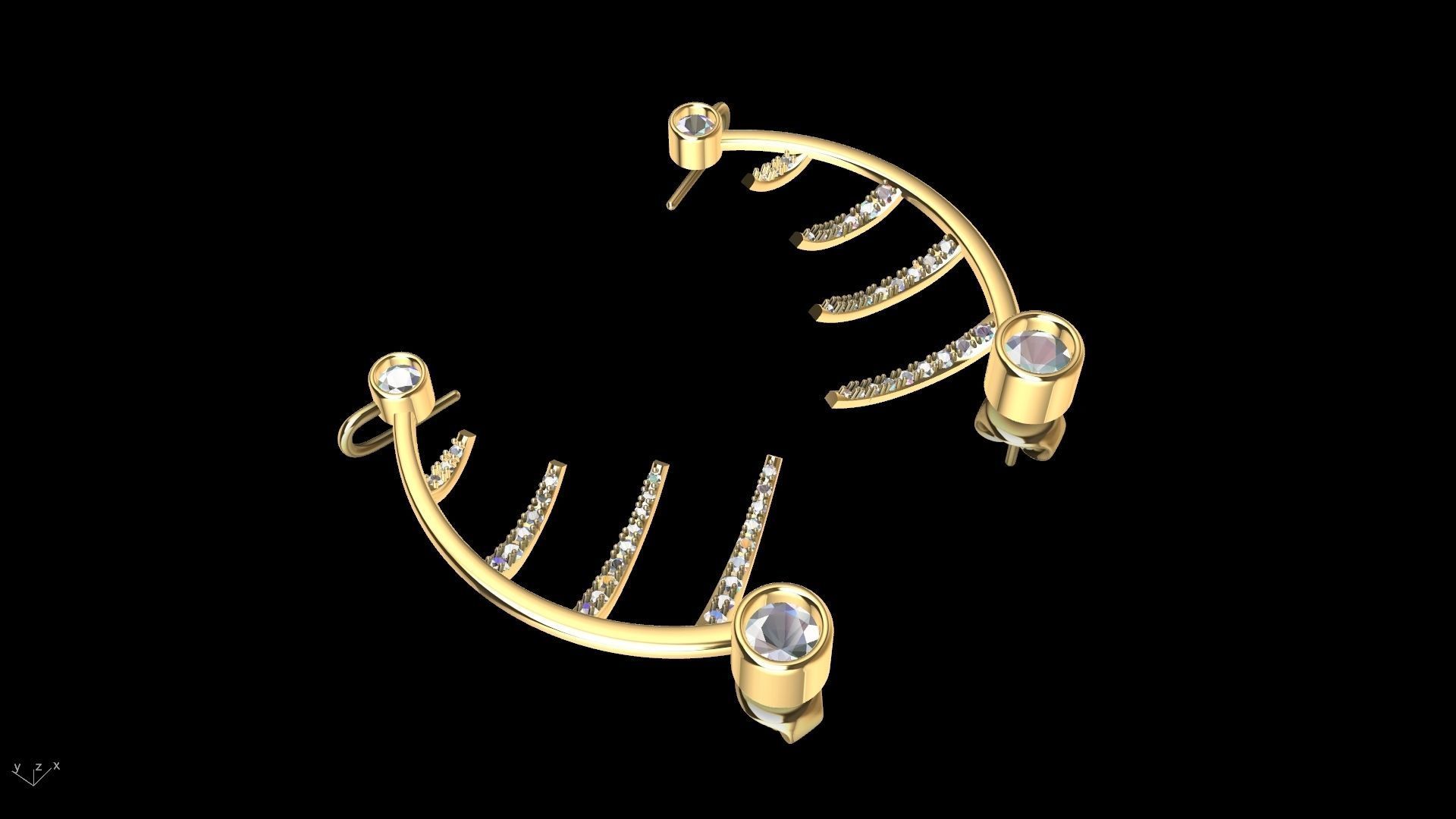 harp earrings stl verified 3D print model_7