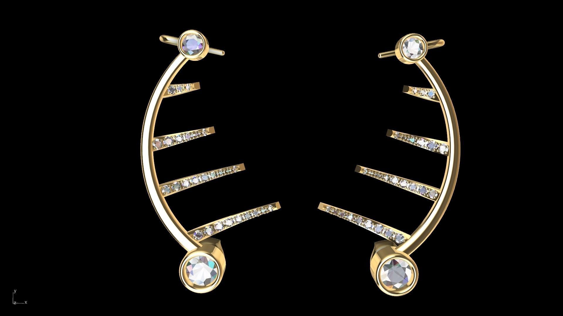 harp earrings stl verified 3D print model_2