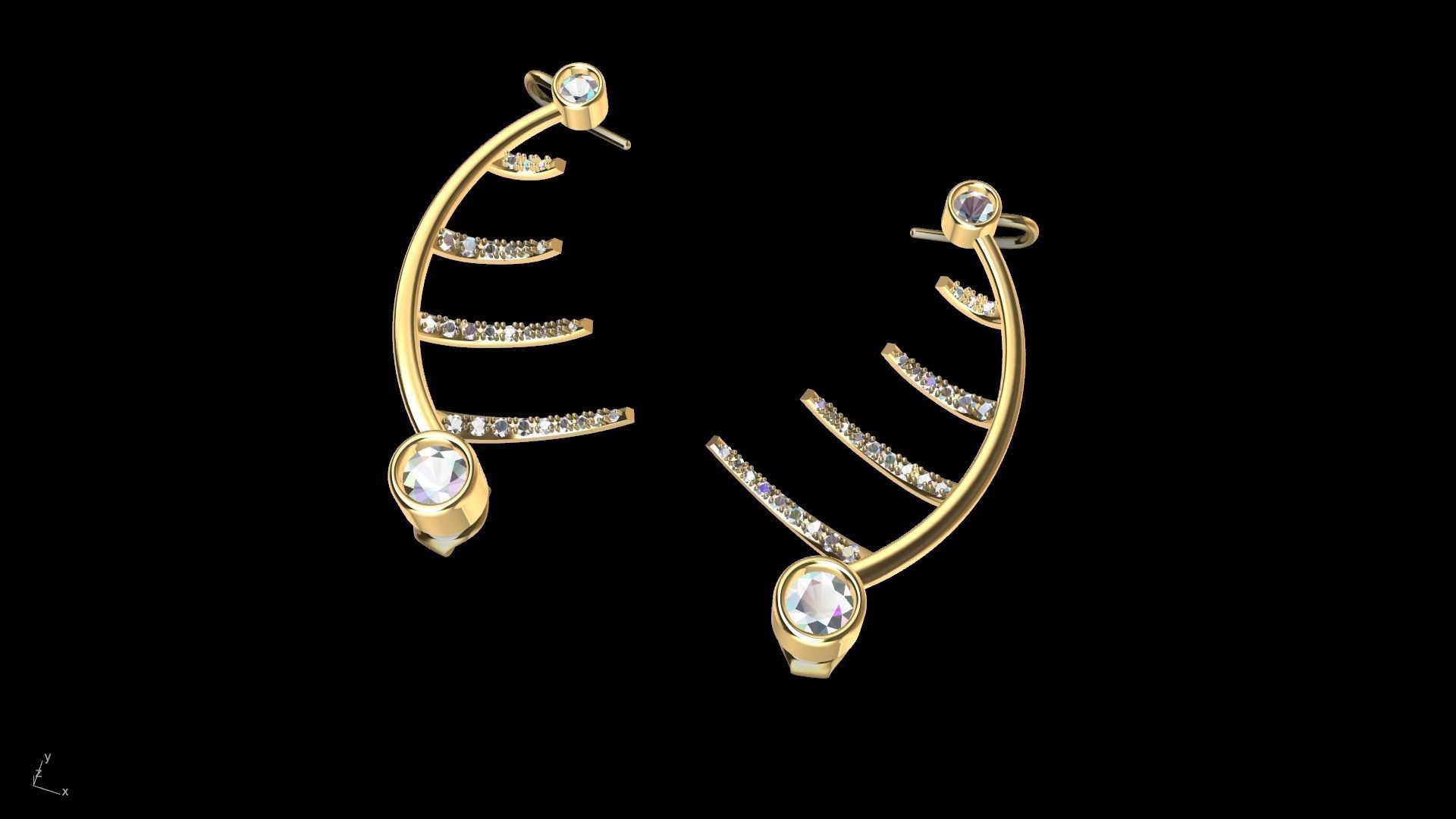 harp earrings stl verified 3D print model_3