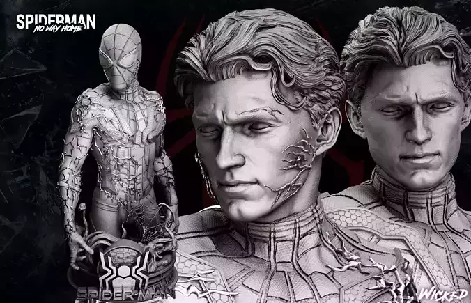 Wicked Marvel Spiderman Tom Holland Bust  3D print model  3D print model