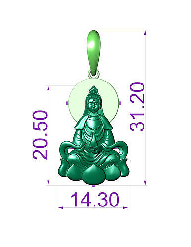Quang Yin is on a lotus flower 3D print model