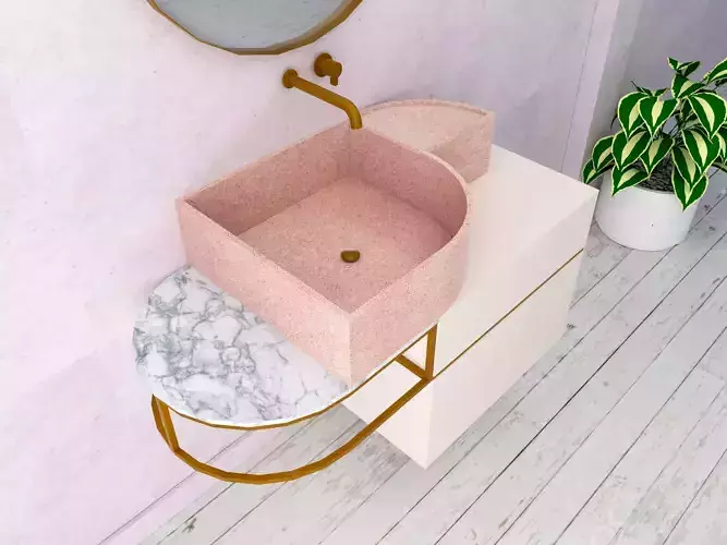 Concrete Basin Vanity 3d model