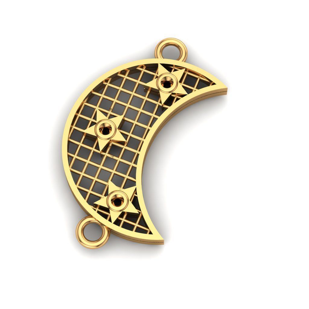 Jewelry gold plated crescent charm 3D print model_1