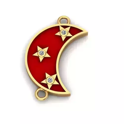 Jewelry gold plated crescent charm 3D print model