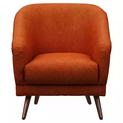 Armchair orange upholstered chair with wooden legs