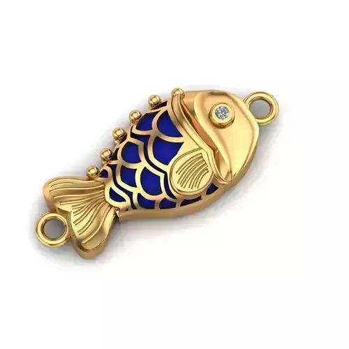 Jewelry gold and fish charm 3D print model