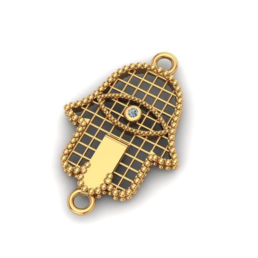 Jewelry enamel hamsa charm 3D print model_1