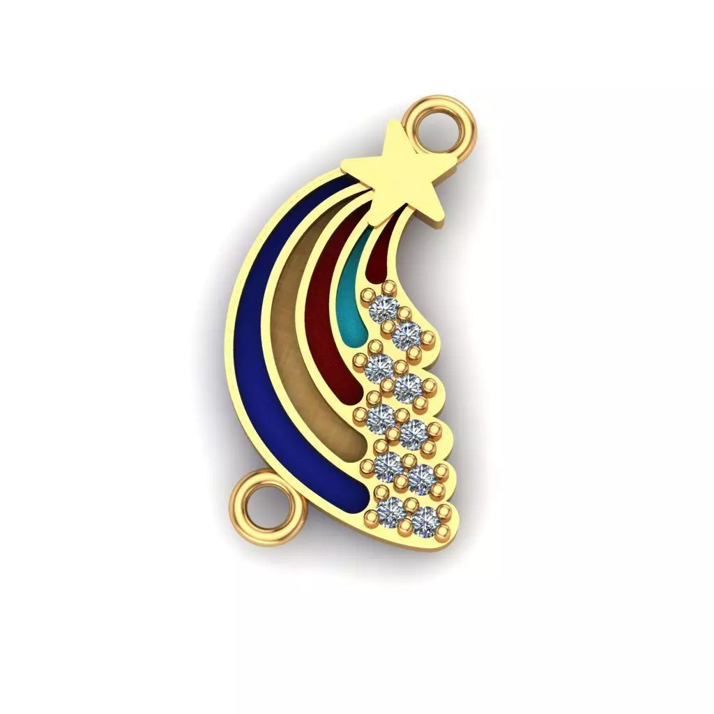 Jewelry pendant with star and diamonds 3D print model_0