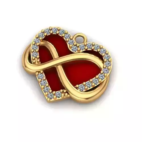 Jewelry gold heart pendant with diamonds 3D print model