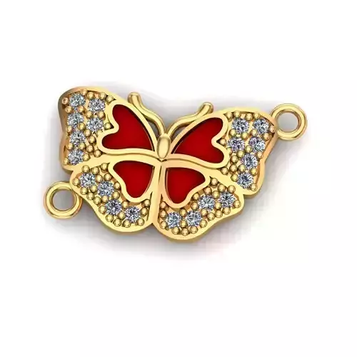 Jewelry gold butterfly charm with stones 3D print model