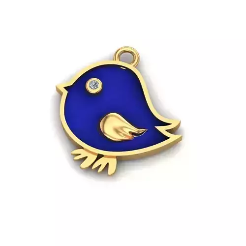Jewelry gold bird charm with enamel 3D print model