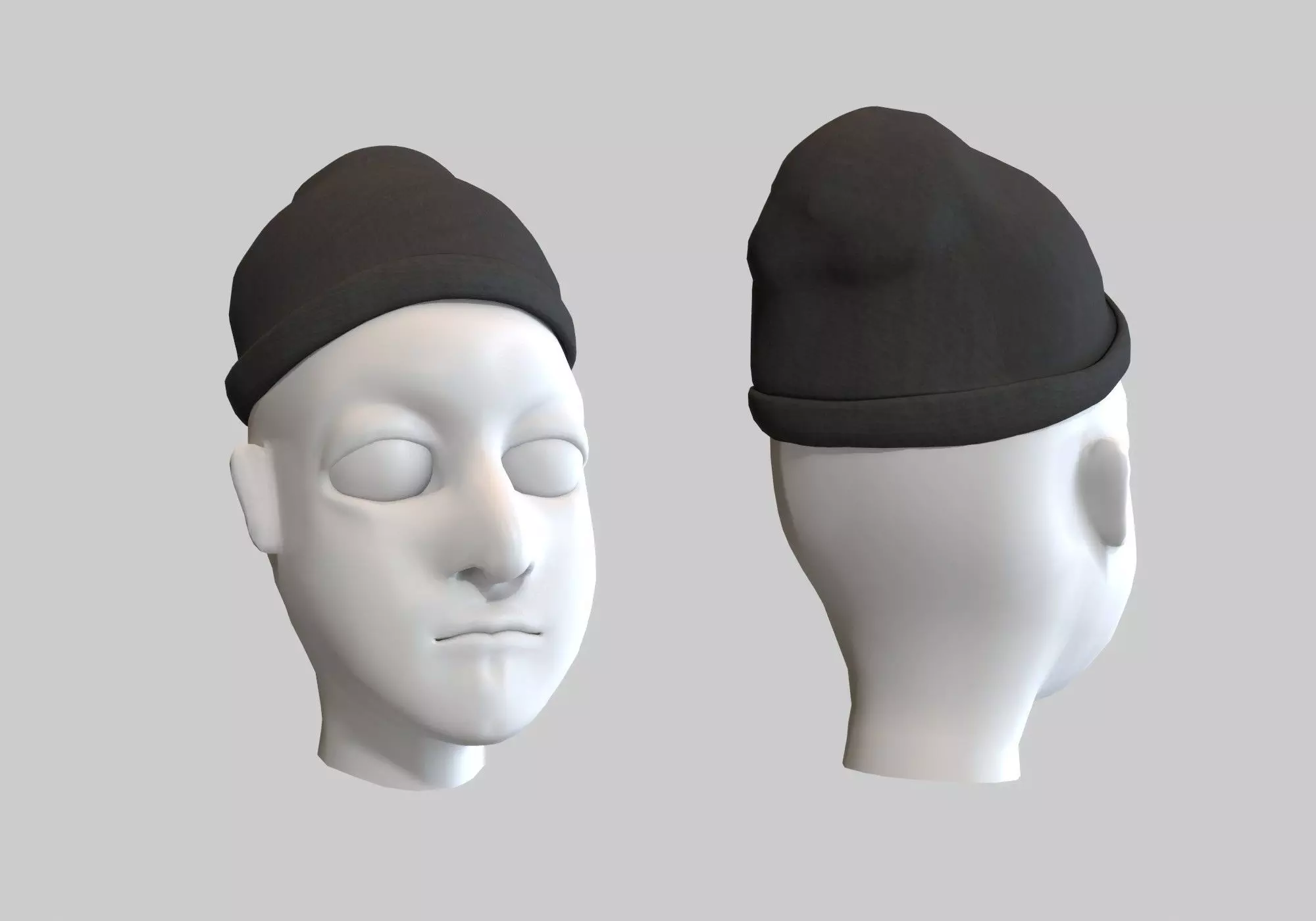 gray hat Low-poly 3D model_0