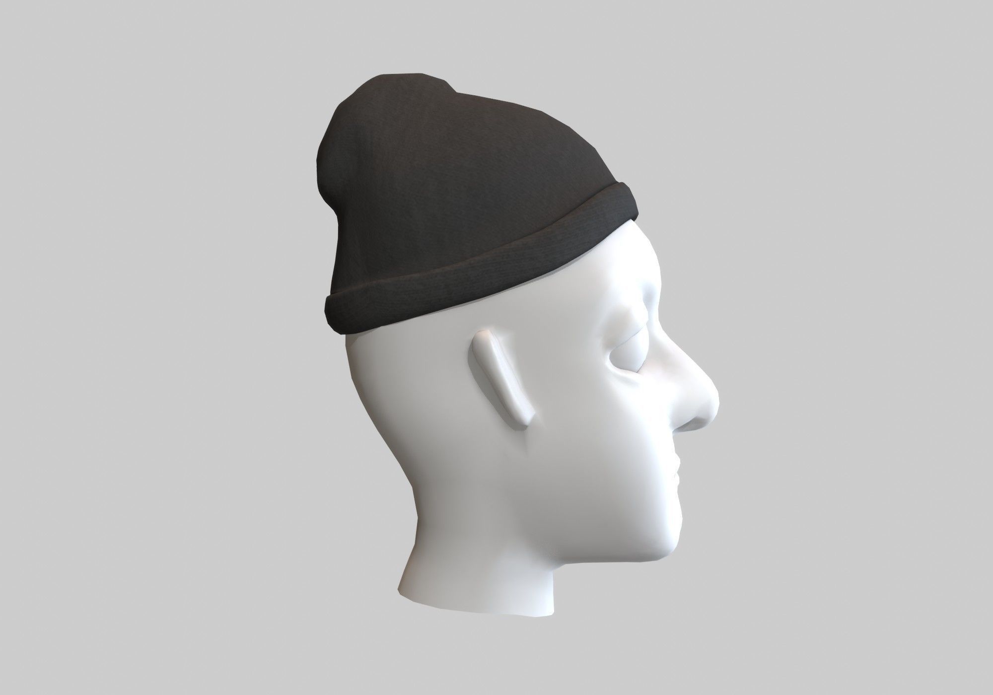gray hat Low-poly 3D model_2