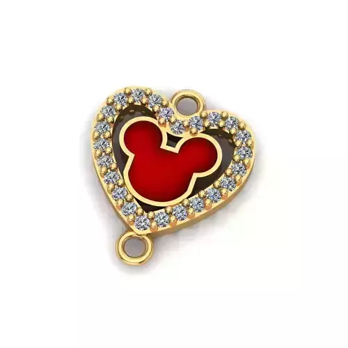 Jewelry mickey mouse heart charm in gold 3D print model