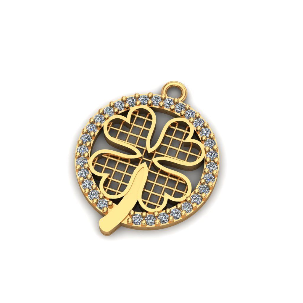Jewelry four leaf clover charm 3D print model_1